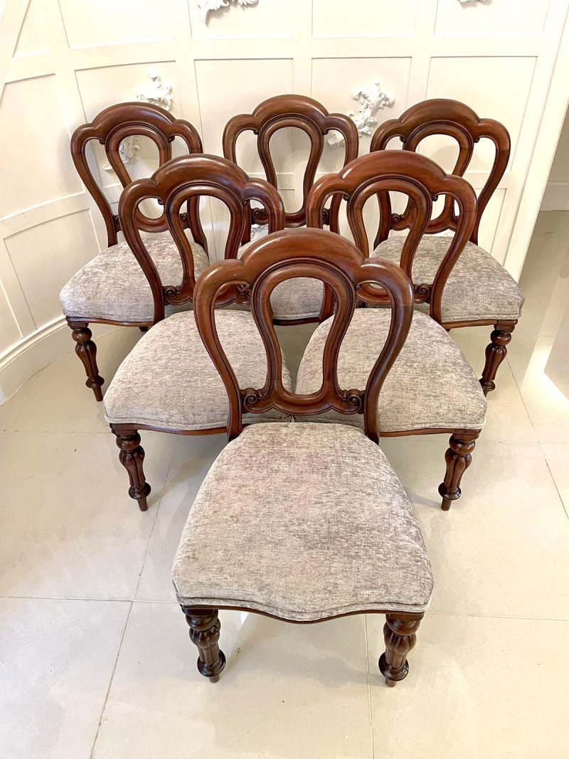 Antique Set of Six Victorian Quality Mahogany Dining Chairs - Image 2